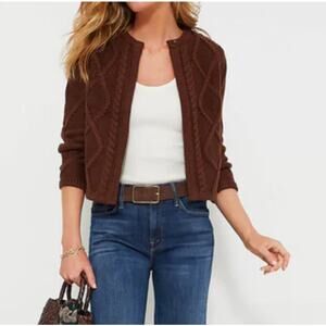 Women's Brown Cable Knit Cardigan